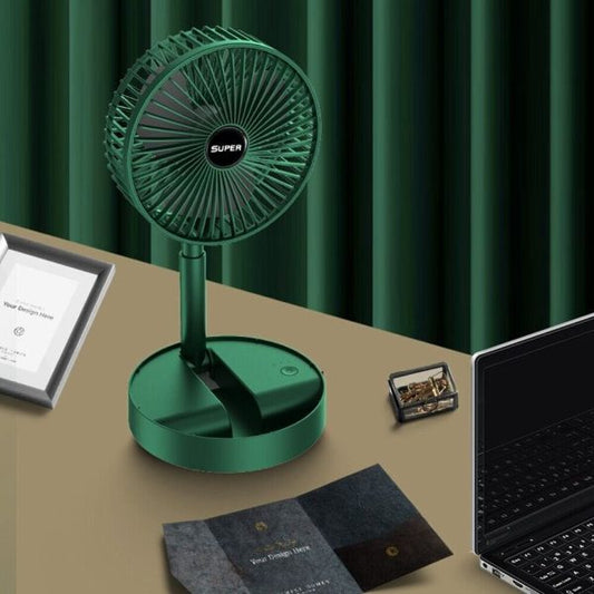 Rechargeable – Portable Telescopic Folding Fan | Usb Foldable | Table Desk Fan | Telescopic Design Floor | 3 Speeds Adjustable Height Fan